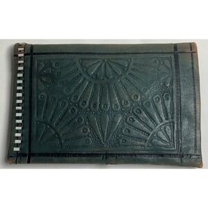 Vtg Moroccan‎ Leather Wallet Boho Wabi Sabi Handmade Distressed Green DAMAGED
